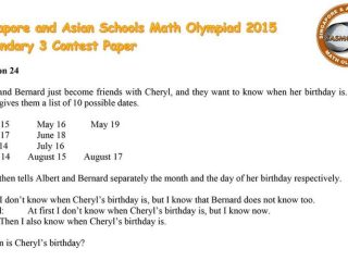 Soal Matematika : Dapatkah Kamu Membantu Menebak Tanggal Ulang Tahun Cheryl?