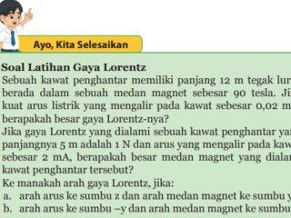 Kunci Jawaban IPA Kelas 9 Halaman 27 Semester 2. Ayo Kita Selesaikan : Soal Latihan Gaya Lorentz