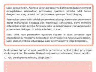 Apa Pendapatmu Tentang Sikap Santi: Kunci Jawaban Soal Tema 1 Halaman 75 Kelas 6 SD