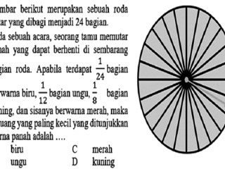 Jawaban soal pada sebuah acara seorang tamu memutar panah yang dapat berhenti di sembarang bagian roda