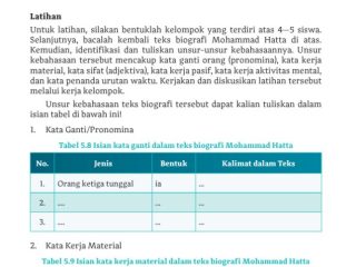Kunci Jawaban Bahasa Indonesia Kelas 10 Halaman 143 Kurikulum Merdeka, Latihan Unsur Kebahasaan Teks Biografi