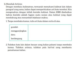 Kunci Jawaban Bahasa Indonesia Kelas 9 Halaman 9 Kurikulum Merdeka, tulis arti kata dalam cerita di atas